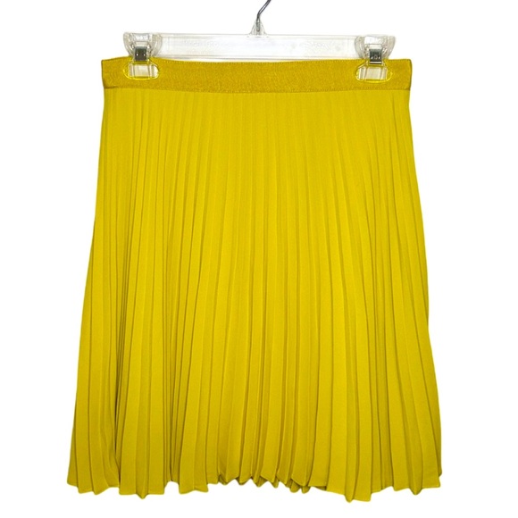 LOFT Skirt Yellow Pleated Mini Size Zipper Ann Taylor Size 0 - Picture 1 of 8